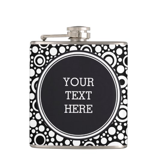 Black Dots & Circles Grid + Ihr Backgr. & Text Flachmann (Vorderseite)
