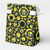 Black Dots & Circles Grid + Ihr Backgr. & Text Geschenkschachtel (Rückseite)