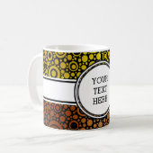 Black Dots & Circles Grid + Ihr Backgr. & Text Kaffeetasse (Vorderseite Links)