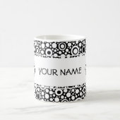 Black Dots & Circles Grid + Ihr Backgr. & Text Kaffeetasse (Mittel)
