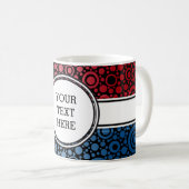Black Dots & Circles Grid + Ihr Backgr. & Text Kaffeetasse (VorderseiteRechts)