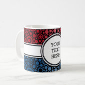 Black Dots & Circles Grid + Ihr Backgr. & Text Kaffeetasse (Vorderseite Links)