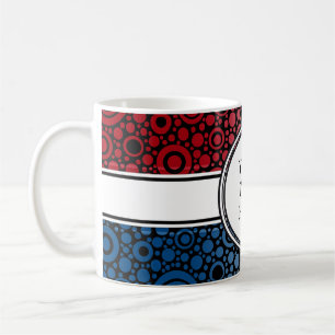 Black Dots & Circles Grid + Ihr Backgr. & Text Kaffeetasse