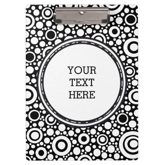 Black Dots & Circles Grid + Ihr Backgr. & Text Klemmbrett (Vorderseite)