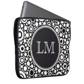 Black Dots & Circles Grid + Ihr Backgr. & Text Laptopschutzhülle (Vorne Rechts)