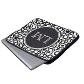 Black Dots & Circles Grid + Ihr Backgr. & Text Laptopschutzhülle (Vorne Knopf)