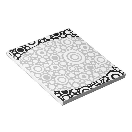 Black Dots & Circles Grid + Ihr Backgr. & Text Notizblock (angewinkelt)