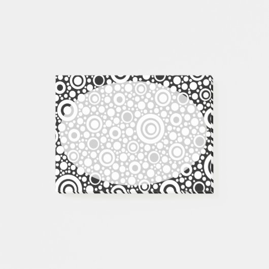 Black Dots & Circles Grid + Ihr Backgr. & Text Post-it Klebezettel (Vorderseite)