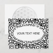 Black Dots & Circles Grid + Ihr Backgr. & Text Postkarte (Vorne/Hinten)