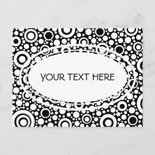 Black Dots & Circles Grid + Ihr Backgr. & Text Postkarte (Vorderseite)