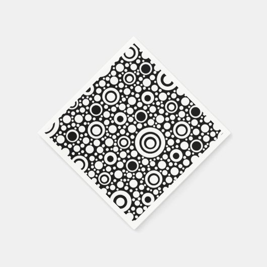 Black Dots & Circles Grid + Ihr Backgr. & Text Serviette (Ecke)