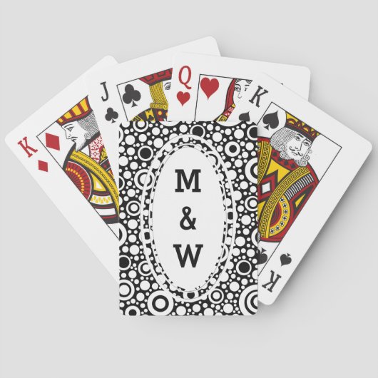 Black Dots & Circles Grid + Ihr Backgr. & Text Spielkarten (Rückseite)