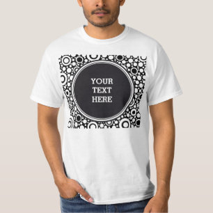 Black Dots & Circles Grid + Ihr Backgr. & Text T-Shirt