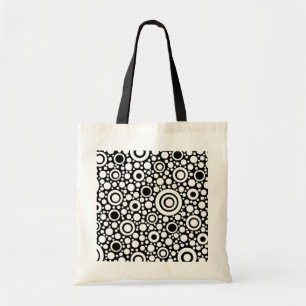 Black Dots & Circles Grid + Ihr Backgr. & Text Tragetasche