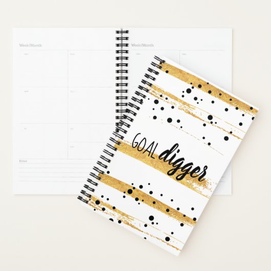 Black Dots Gold Paint Stripes Goal Digger Planner Planer (Anzeige)