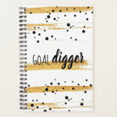 Black Dots Gold Paint Stripes Goal Digger Planner Planer (Vorderseite)