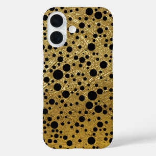 Black Dots Imitats Gold iPhone 16 Hülle