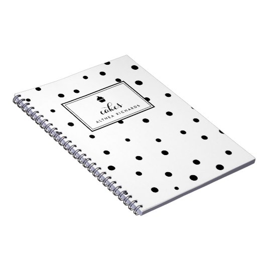 Black Dots Muster Backen Rezept Notebook Notizblock (Rechte Seite)