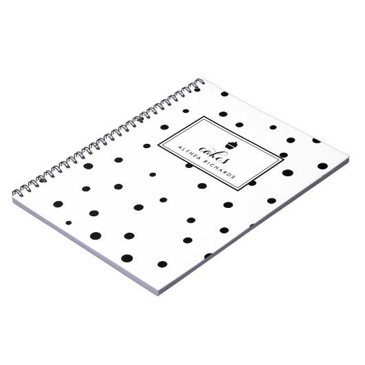 Black Dots Muster Backen Rezept Notebook Notizblock (Linke Seite)