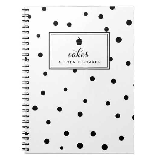 Black Dots Muster Backen Rezept Notebook Notizblock (Vorderseite)