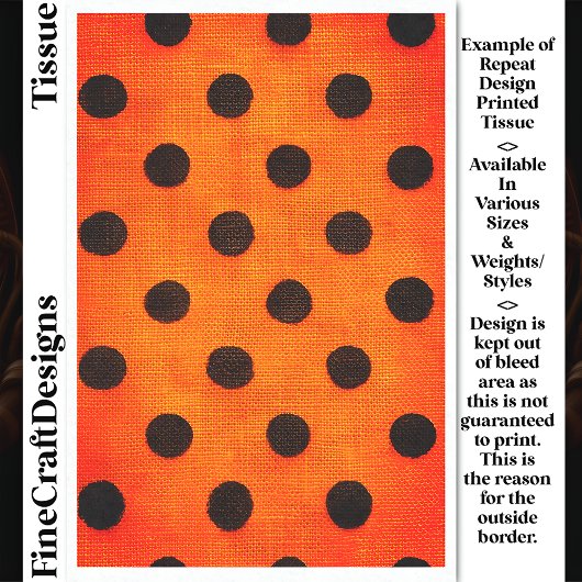 Black Dots on Orange Repeat Design DW2F Decoupage Seidenpapier