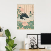 Black Dragon Bathroom Print Japanese Ukiyo-e Art Poster (Heimbüro)