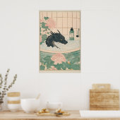 Black Dragon Bathroom Print Japanese Ukiyo-e Art Poster (Küche)
