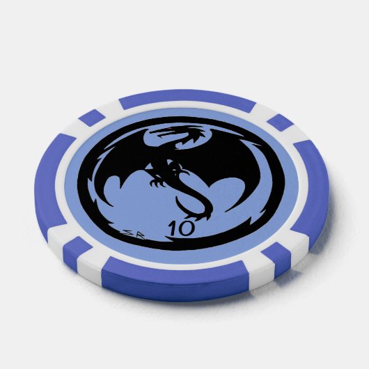 Black Dragon blue 10 striped Poker Chip (Einzeln)