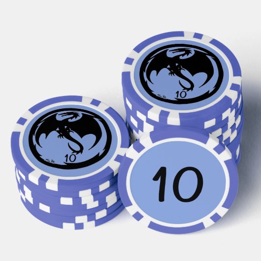 Black Dragon blue 10 striped Poker Chip (Stapel)