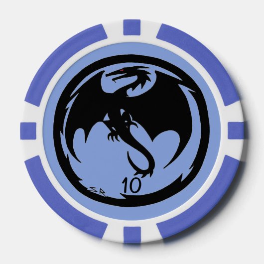 Black Dragon blue 10 striped Poker Chip (Vorderseite)