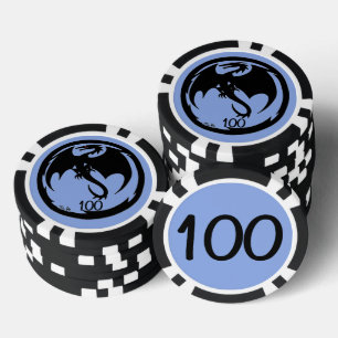 Black Dragon Blue Black 100 Striped Poker Chip