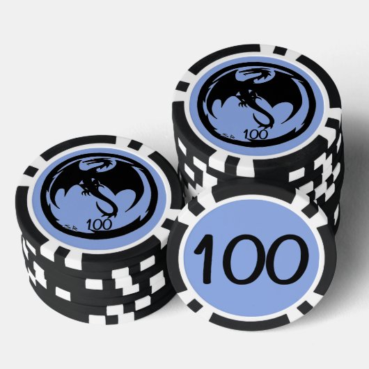 Black Dragon Blue Black 100 Striped Poker Chip (Stapel)