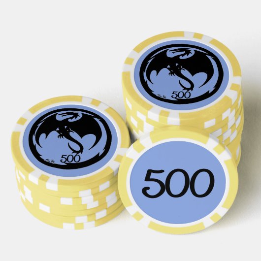 Black Dragon blue gelb 500 gestreifter Poker Chip (Stapel)
