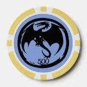 Black Dragon blue gelb 500 gestreifter Poker Chip (Vorderseite)