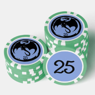 Black Dragon Blue Green 25 gestreifter Poker Chip