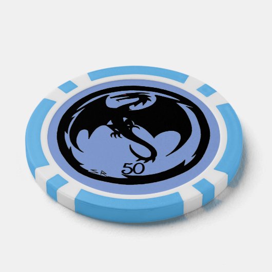Black Dragon blue lt blue 50 gestreifter Poker Chi Pokerchips (Einzeln)