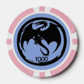 Black Dragon blue pink 1000 gestreifter Poker Chip (Vorderseite)
