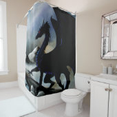 Black Dragon Fantasy Blue Mountains Duschvorhang (Beispiel)
