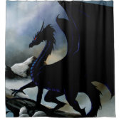 Black Dragon Fantasy Blue Mountains Duschvorhang (Vorderseite)