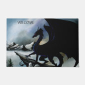 Black Dragon Fantasy Blue Mountains Fußmatte (Vorderseite)