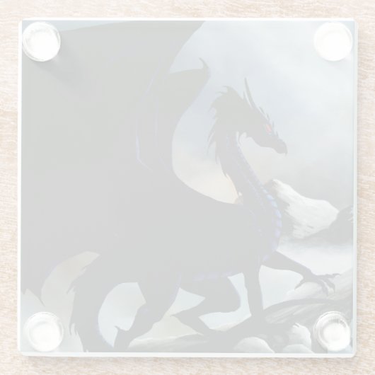 Black Dragon Fantasy Blue Mountains Glasuntersetzer (Rückseite)