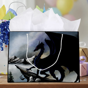 Black Dragon Fantasy Blue Mountains Große Geschenktüte