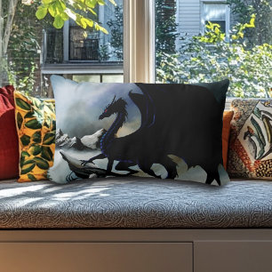 Black Dragon Fantasy Blue Mountains Lendenkissen