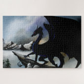 Black Dragon Fantasy Blue Mountains Puzzle (Horizontal)