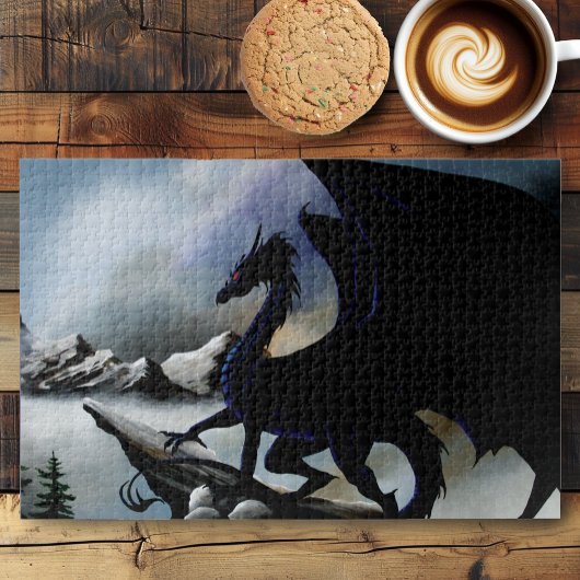 Black Dragon Fantasy Blue Mountains Puzzle