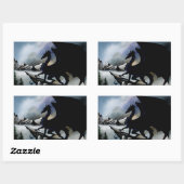 Black Dragon Fantasy Blue Mountains Rechteckiger Aufkleber (Blatt)