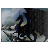 Black Dragon Fantasy Blue Mountains Schneidebrett (Vorderseite)