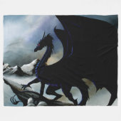 Black Dragon Fantasy Blue Moutnins Fleecedecke (Vorderseite (Horizontal))
