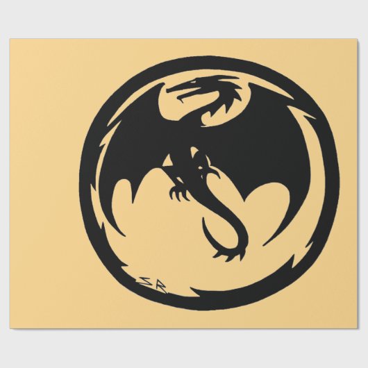 Black Dragon Gold glänzende Packpapier groß (Flach)
