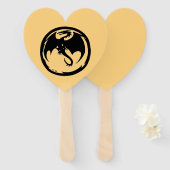 Black Dragon gold heart hand fans Fächer (Vorne und Hinten)